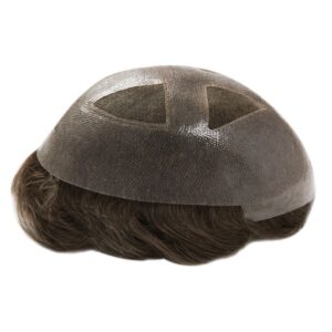 Q4 Breathable Lace Hair System with Poly Skin Around Perimeter and Cross Section in Center hairsystems side