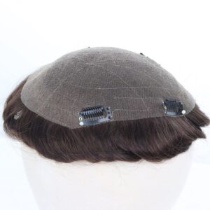Full Lace with Clips Clip-On Hair System for Men hair systems side1