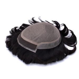 Silk Top Center French Lace Bleach Knots in Front Thin PU Around Extra Diamond Net cover hair systems 2
