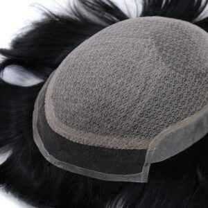 Silk Top Center French Lace Bleach Knots in Front Thin PU Around Extra Diamond Net cover hair systems top