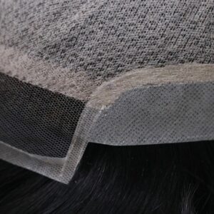 Silk Top Center French Lace Bleach Knots in Front Thin PU Around Extra Diamond Net cover hair systems front