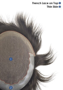 Q6 Hair System French Lace in Body With Thin Skin Back&Sides hair systems side