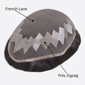 Full Lace with Poly Zigzag All Around Hair Systems Front